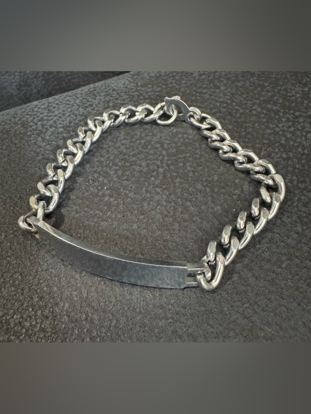 Men's Silver ID Chain Bracelet - Classic Curb Link